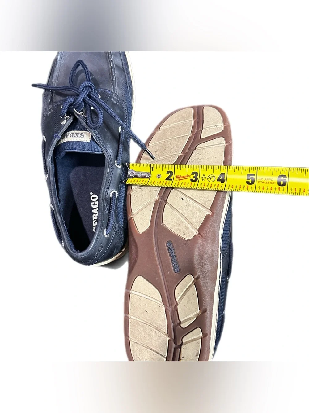 Sebago Men’s Leather Navy Lace-Up Deck Boat Casual Shoes Size US 8